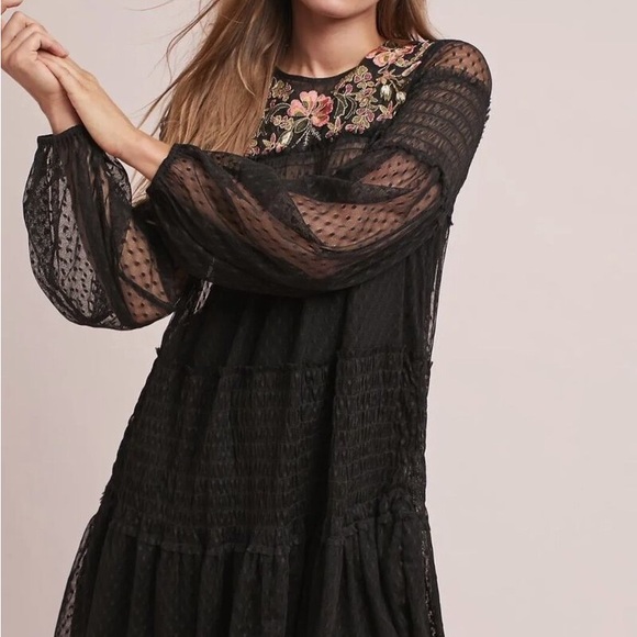 Anthropologie Maeve Samara mesh floral embroidered dress - Picture 2 of 7